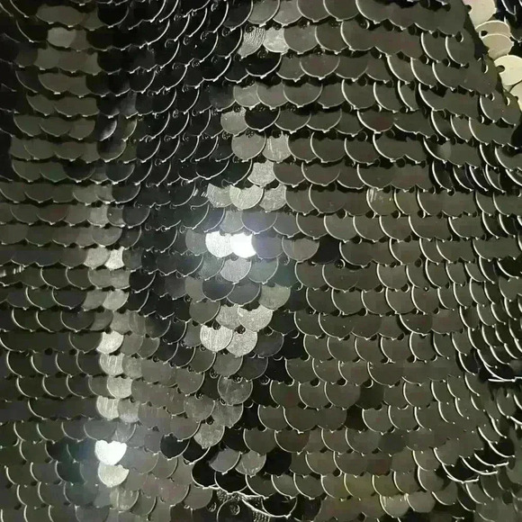 Black Sequins Blouse With Back Opening - Size L -A28 - Picture 3 of 4